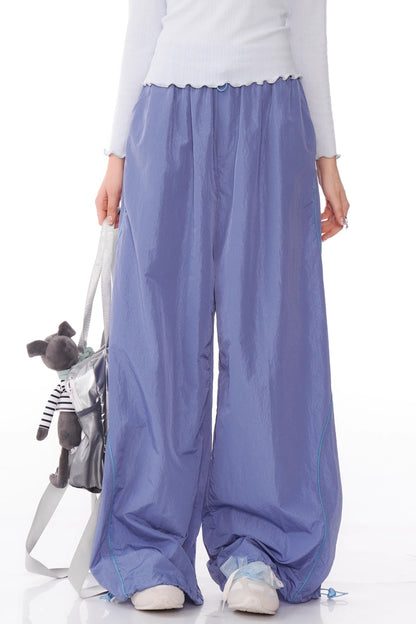 Drape Wide-Leg Casual Pants