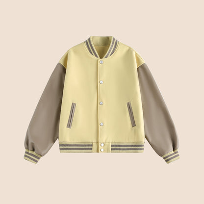 Patchwork Contrast Baseball Jersey Jacket