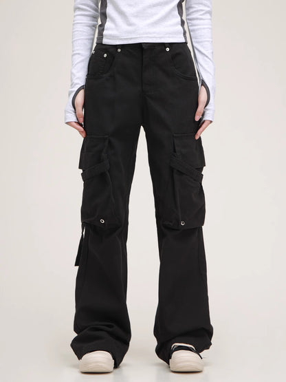 American High Street Streamers Black Cargo Pants