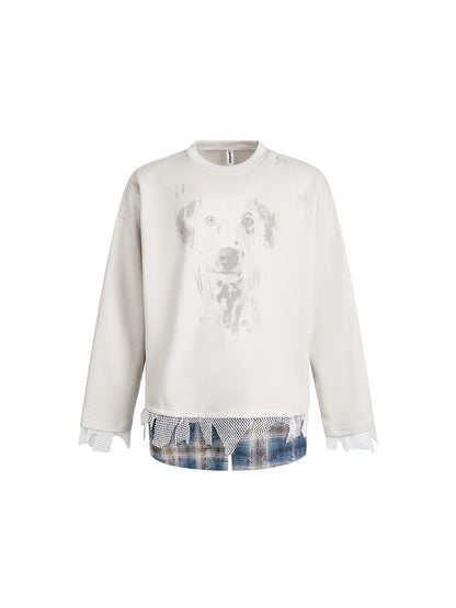 Casual Dog Print Crewneck Top