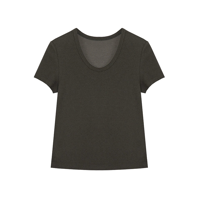 slimming solid simple short sleeve top