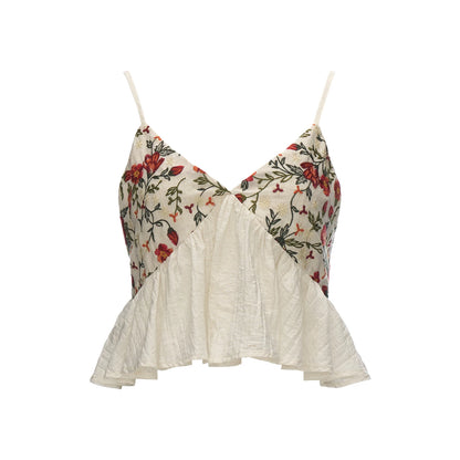 Floral Embroidered Ruffled Camisole Top Set-Up