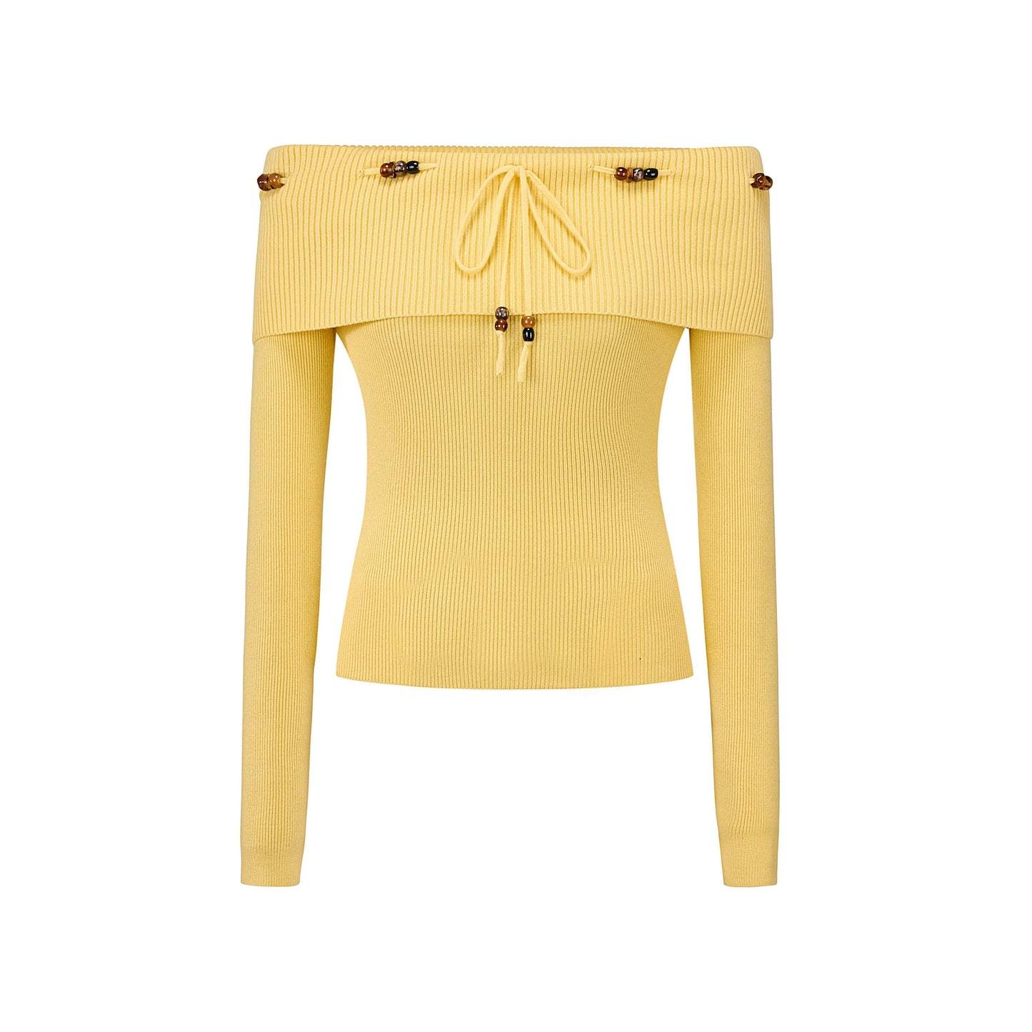 Beaded One-Shoulder Sweater