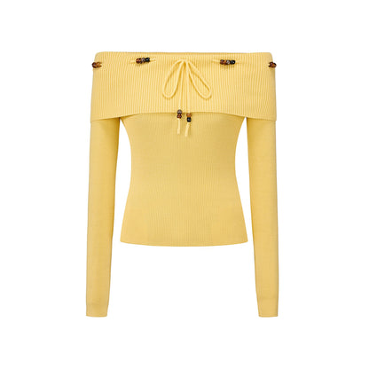 Beaded One-Shoulder Sweater