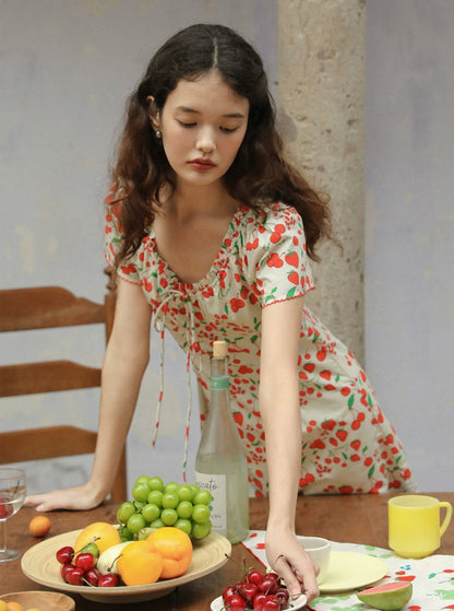 French Fruit Print Dress