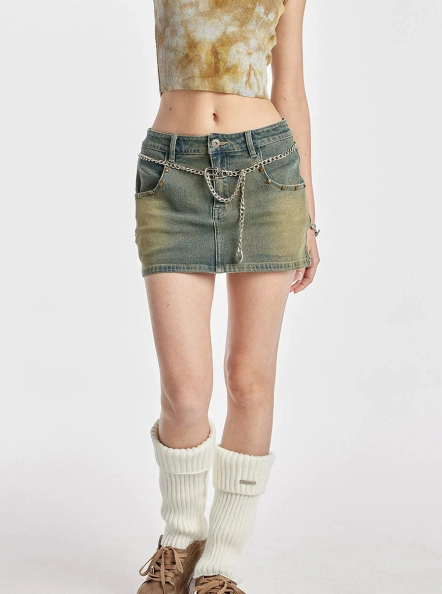 Nostalgic Blue Low Waist Denim Skirt