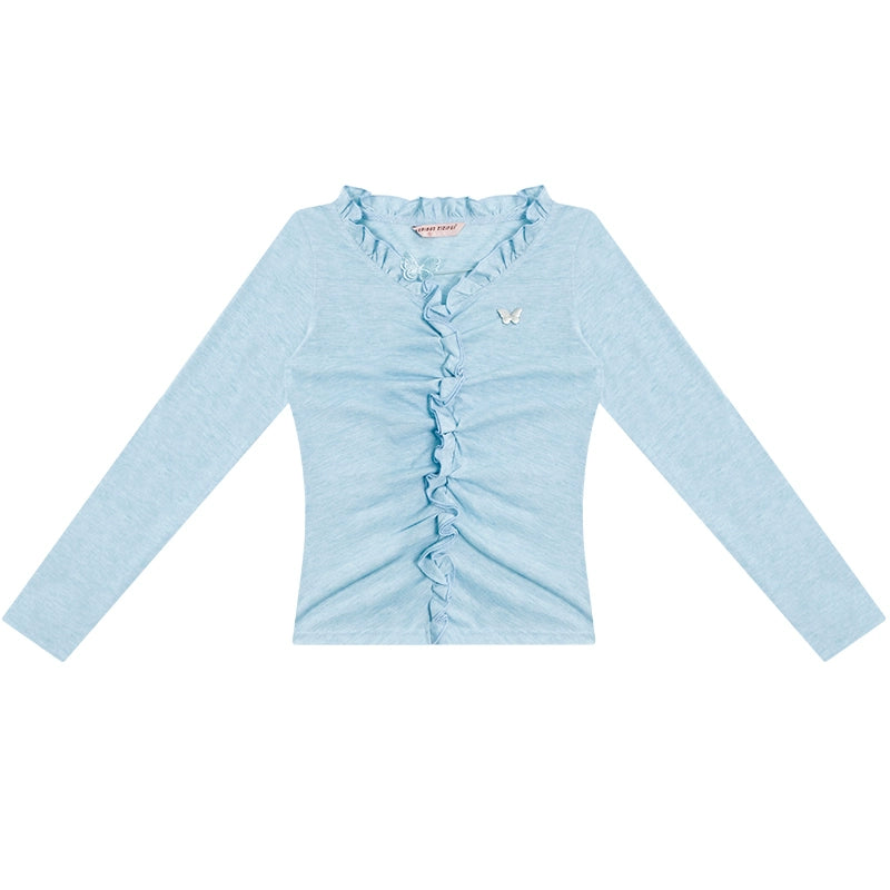 Butterfly Lace Slim Long Sleeve Top