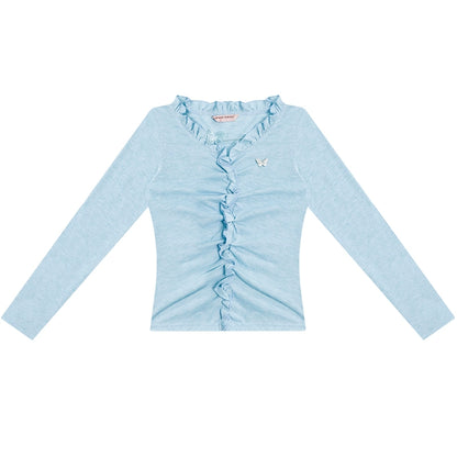 Butterfly Lace Slim Long Sleeve Top