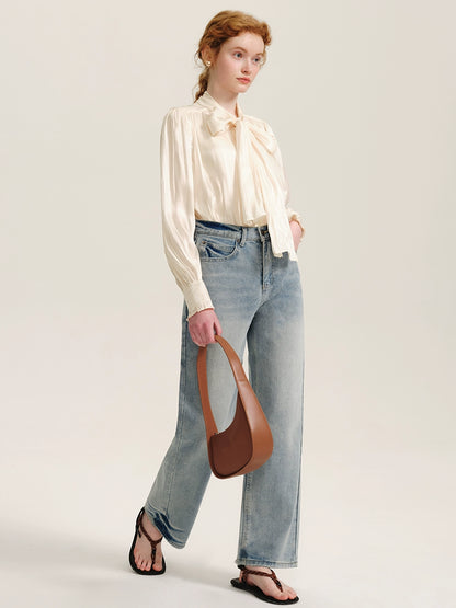 Washed White High-Waisted Pants