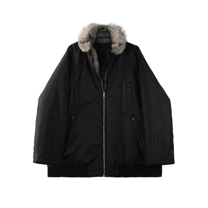 Reversible Winter Fur Collar Coat