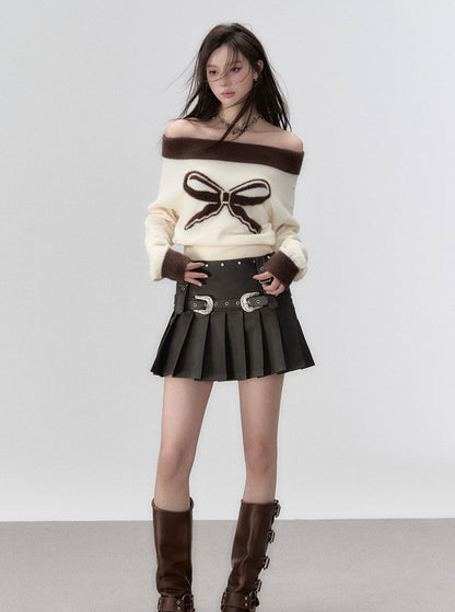 Straight Shoulder Design Sense Knitwear Sweater