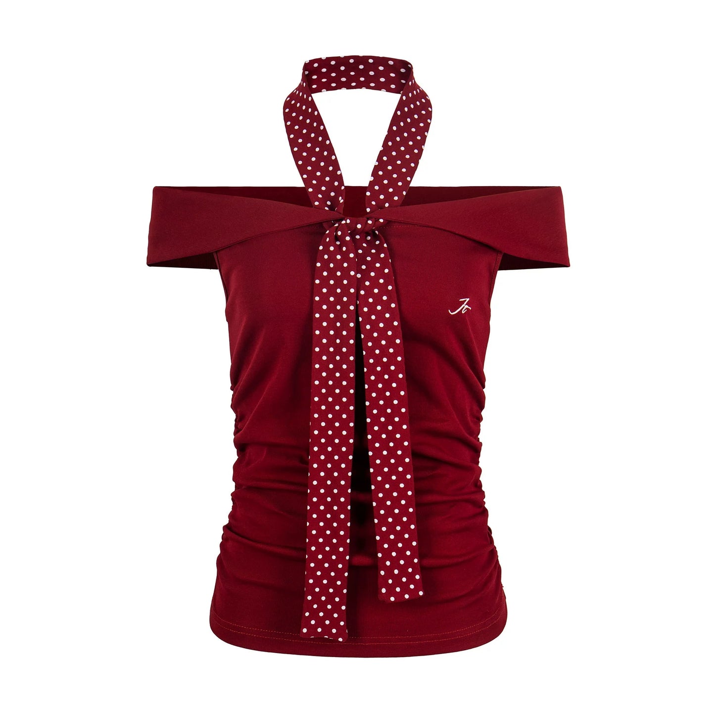 Retro Gray Off-Shoulder Top