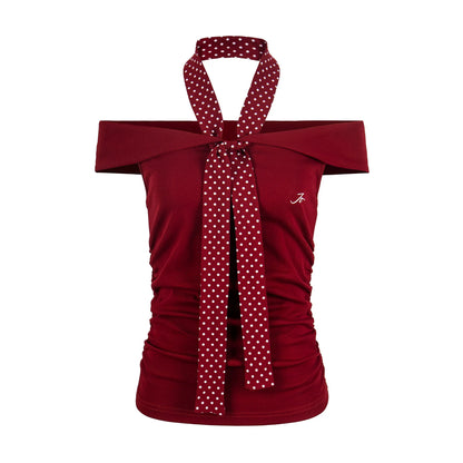 Retro Gray Off-Shoulder Top