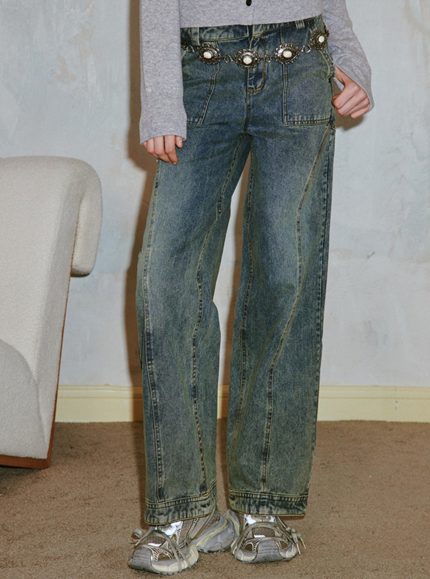 American retro straight leg pants