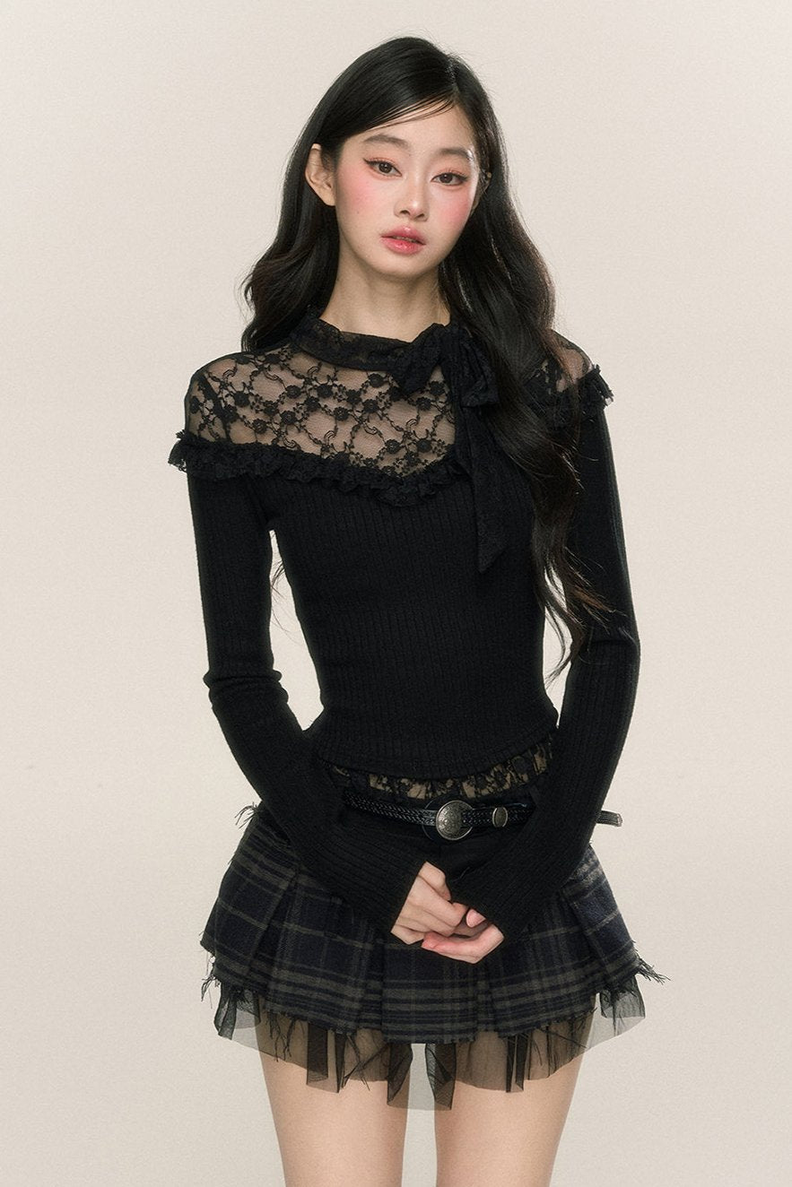 Lace Sniper Long-Sleeve Bottoming T-Shirt