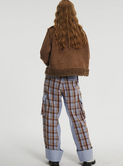 Straight pipe plaid pants