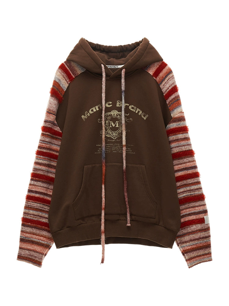 Stitched Striped Woolen Hoodie