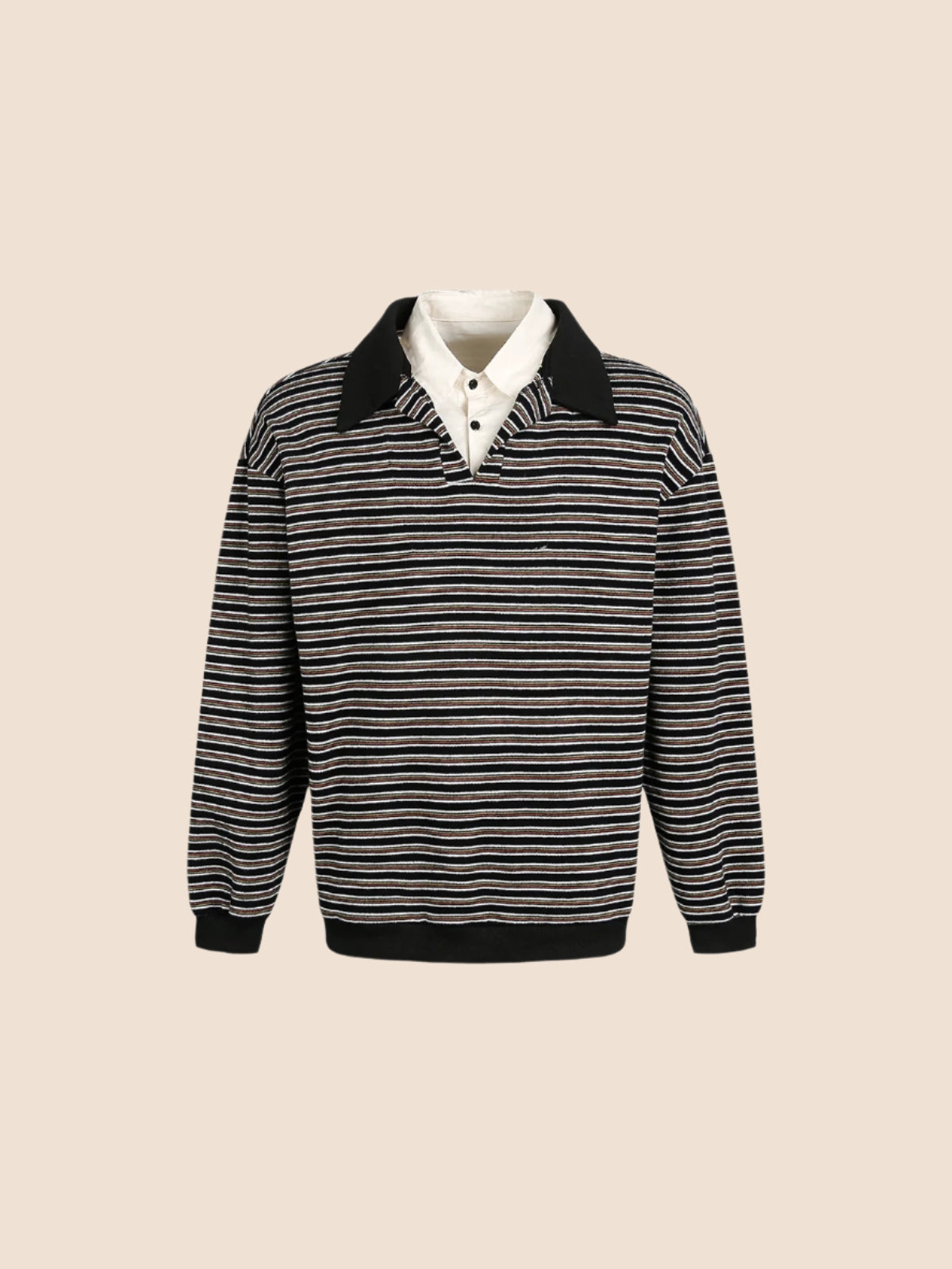 Striped Roll-neck Polo Shirt Top