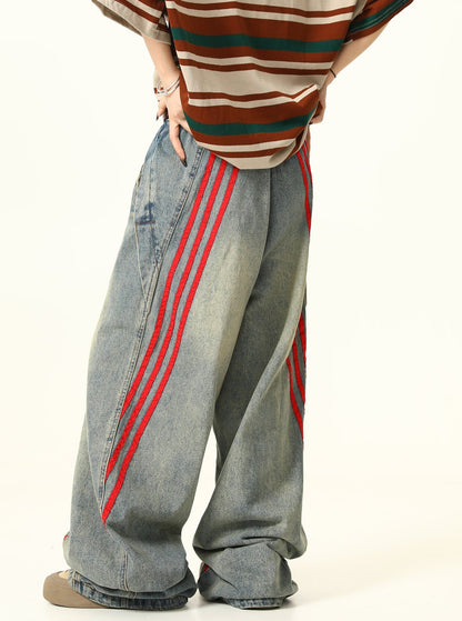 Retro Street Striped Jeans