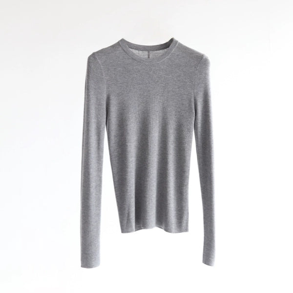 여성용 크루 넥 울 니트 탑 