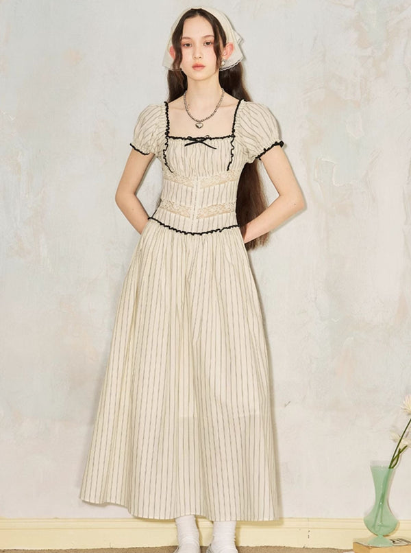 Panelled Striped Maxi Dress