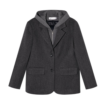 Gray Wool Hooded Blazer Jacket