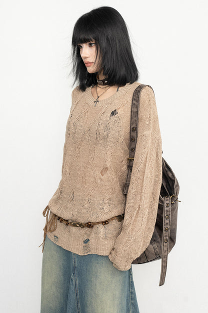 Long Sleeve Mesh Knit Top