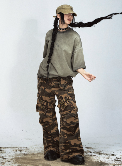 Camouflage Tactical Straight Cargo Pants