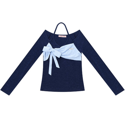 Patchwork Halterneck Knitted Top