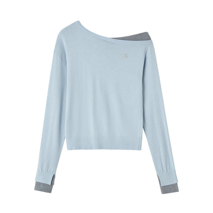 Contrasting Slanted Two Sweaters