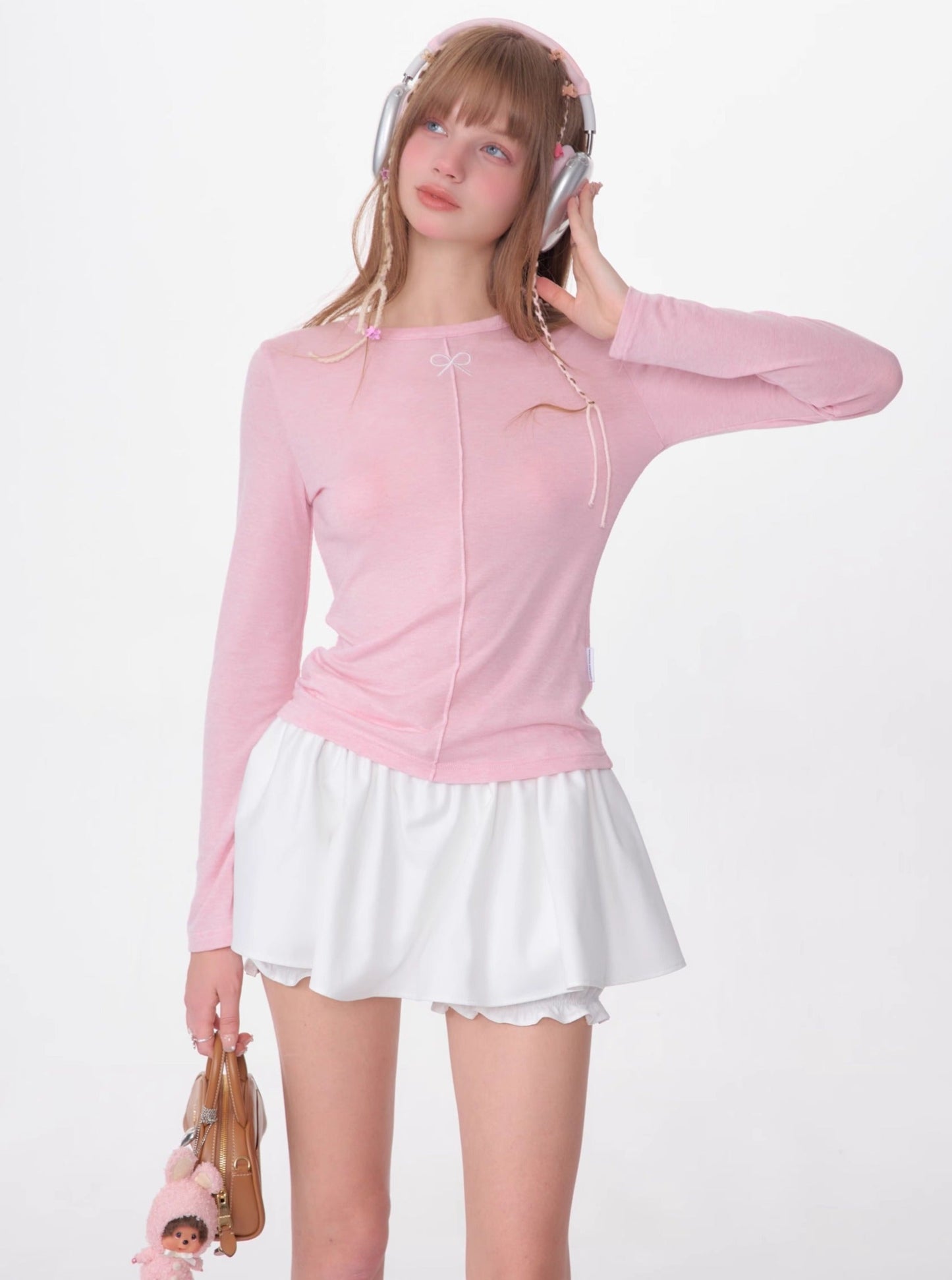 Retro Thin Slim Bow Knit Top