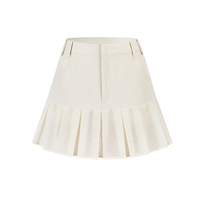 High-Waisted Pleated Mini Skirt