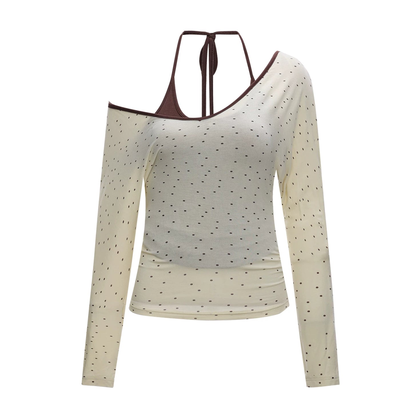 물방울무늬 오프숄더 블라우스