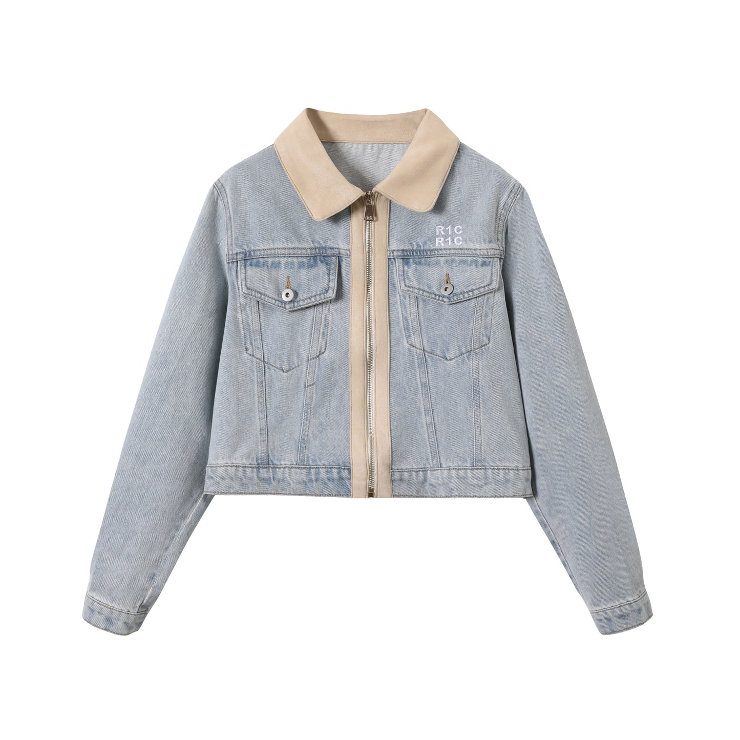 Light Blue Suede Denim Jacket