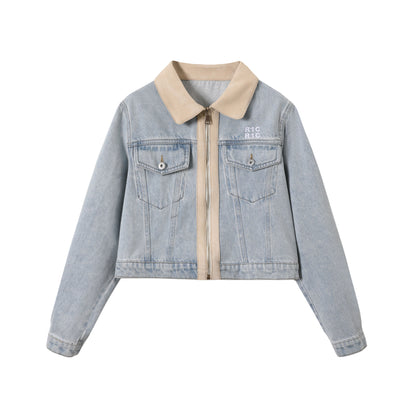 Light Blue Suede Denim Jacket