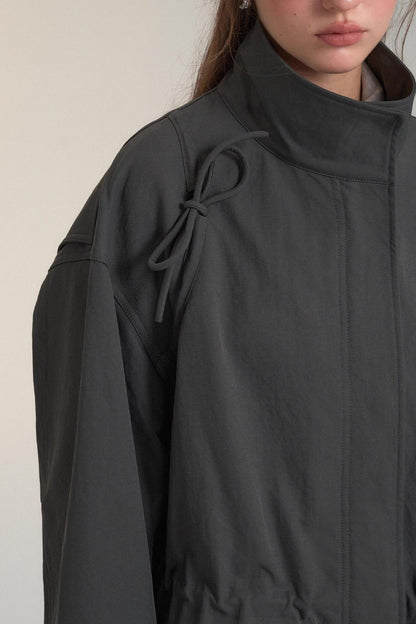 Drawstring Bow Cargo Coat