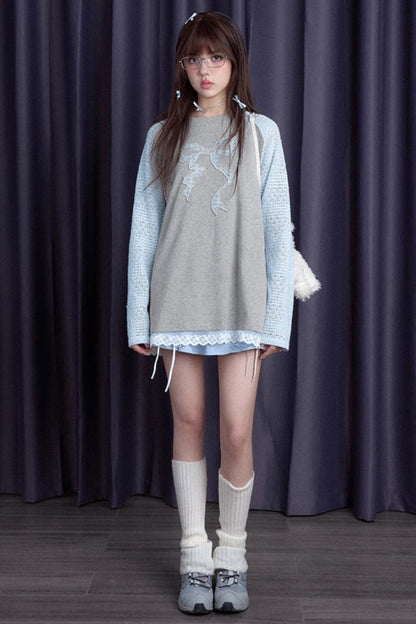 Dreamy Gentle Gray Blue Long Sleeve Top