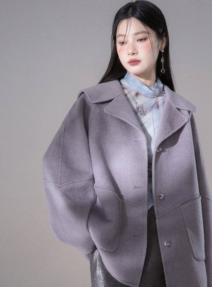 Textured Collar Wool Tweed Jacket
