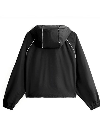 American vintage drawstring zipper jacket