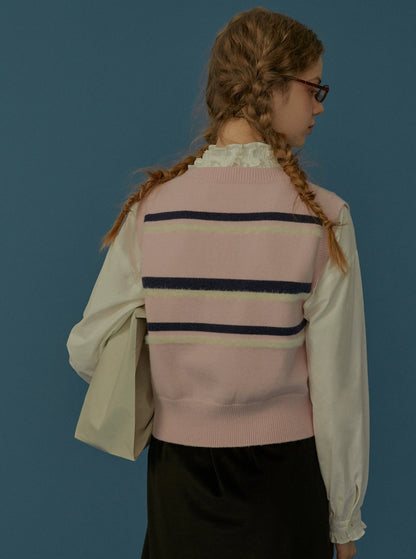 retro preppy knitted layered top