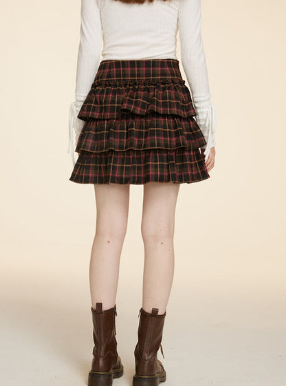 A-Line Versatile Plaid Short Skirt