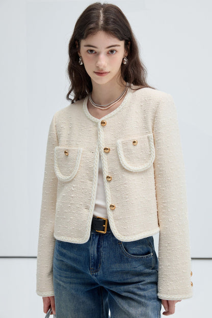 High-End Wool Cropped Jacket