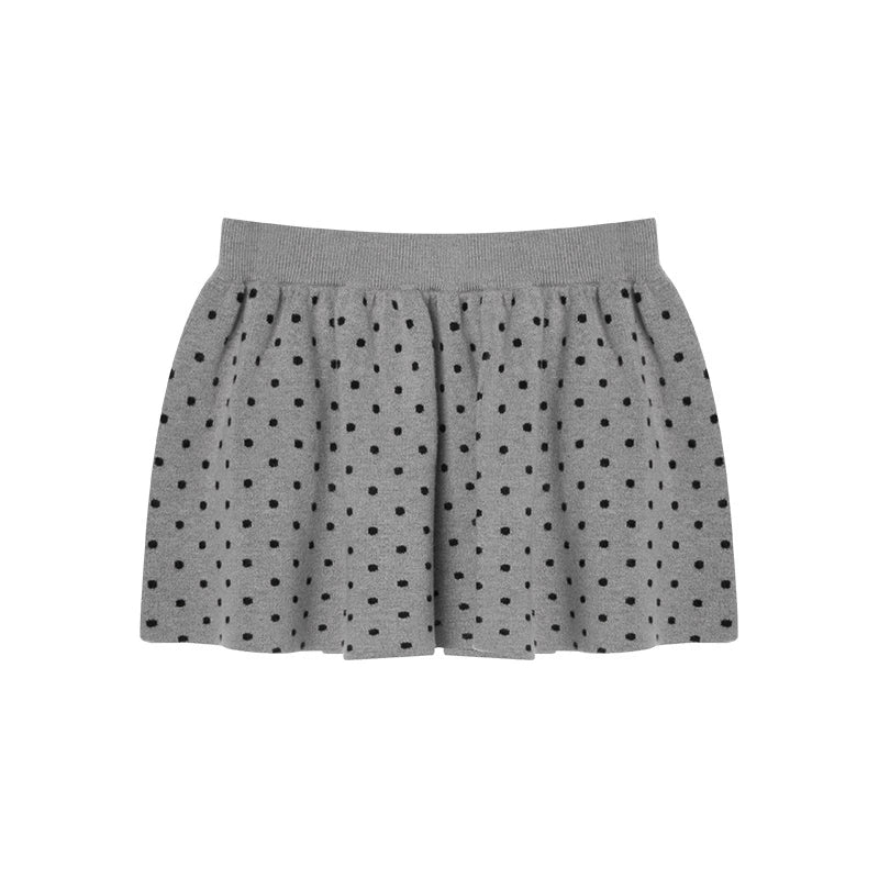 Polka Dot Hooded Knit Sweater Skirt Set-Up