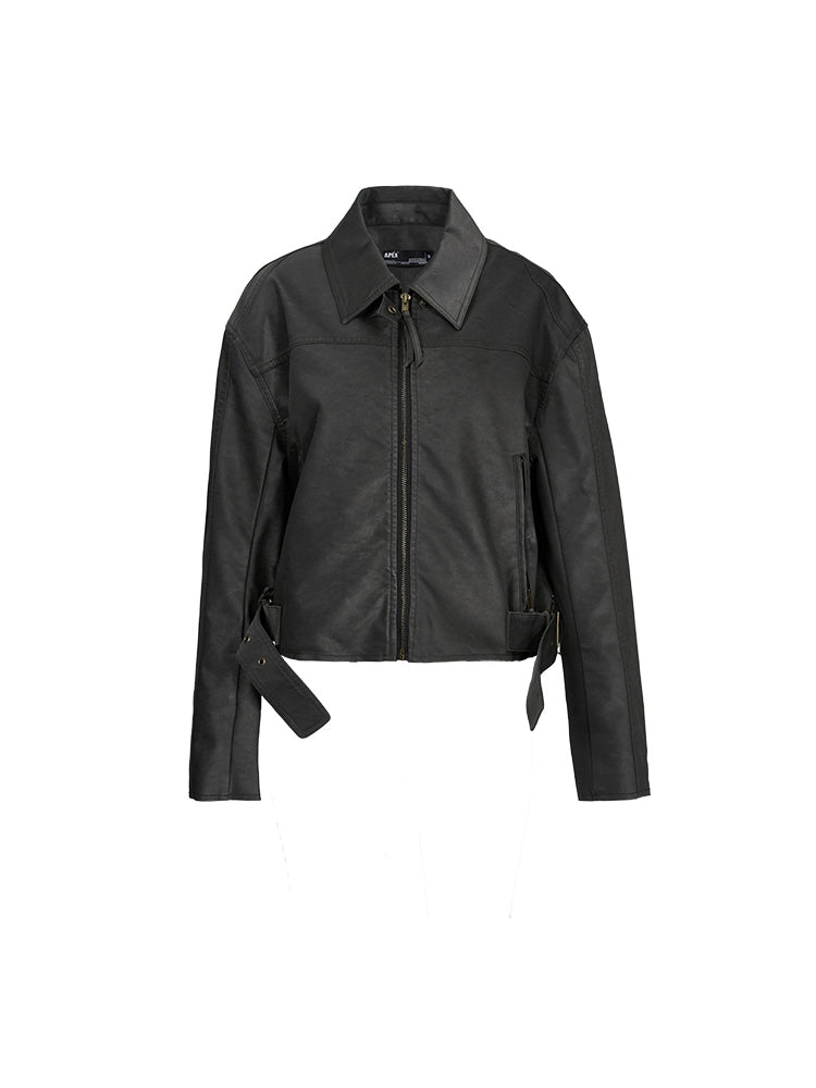 PU Leather Zipper Jacket