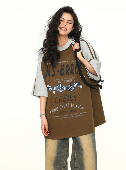 Maillard Stitching Letter Print Trendiges Top