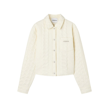 Lapel Dropped Shoulder Quilted Jacket