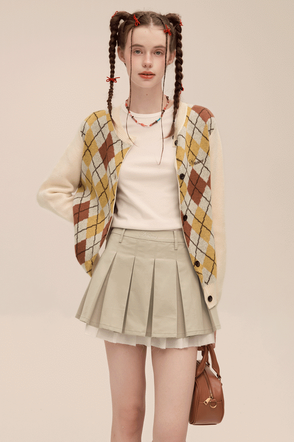 Neck Long Sleeve QUILTED KNIT CARDIGAN