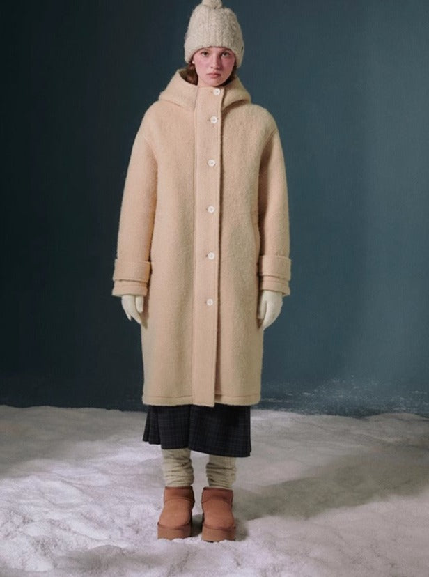 mid-length loose tweed coat