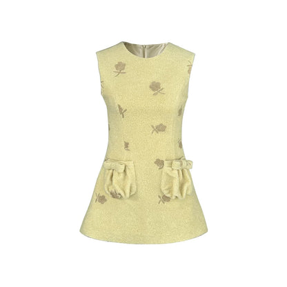 Embroidered Floral Wool Dress