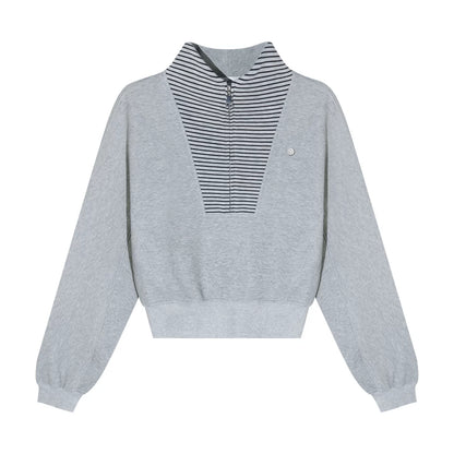 Striped Patchwork Half-Zip Jacket
